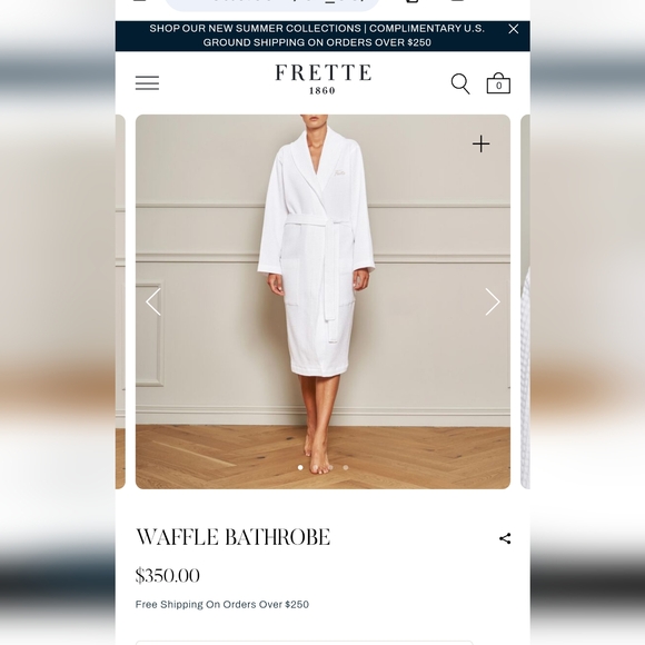 Frette white waffel weave kimono robe, size XL - Picture 7 of 8